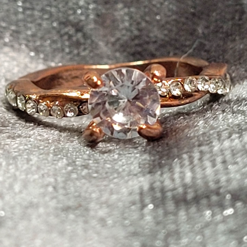 Rose Gold Color  Crystal Zircon Engagement Ring